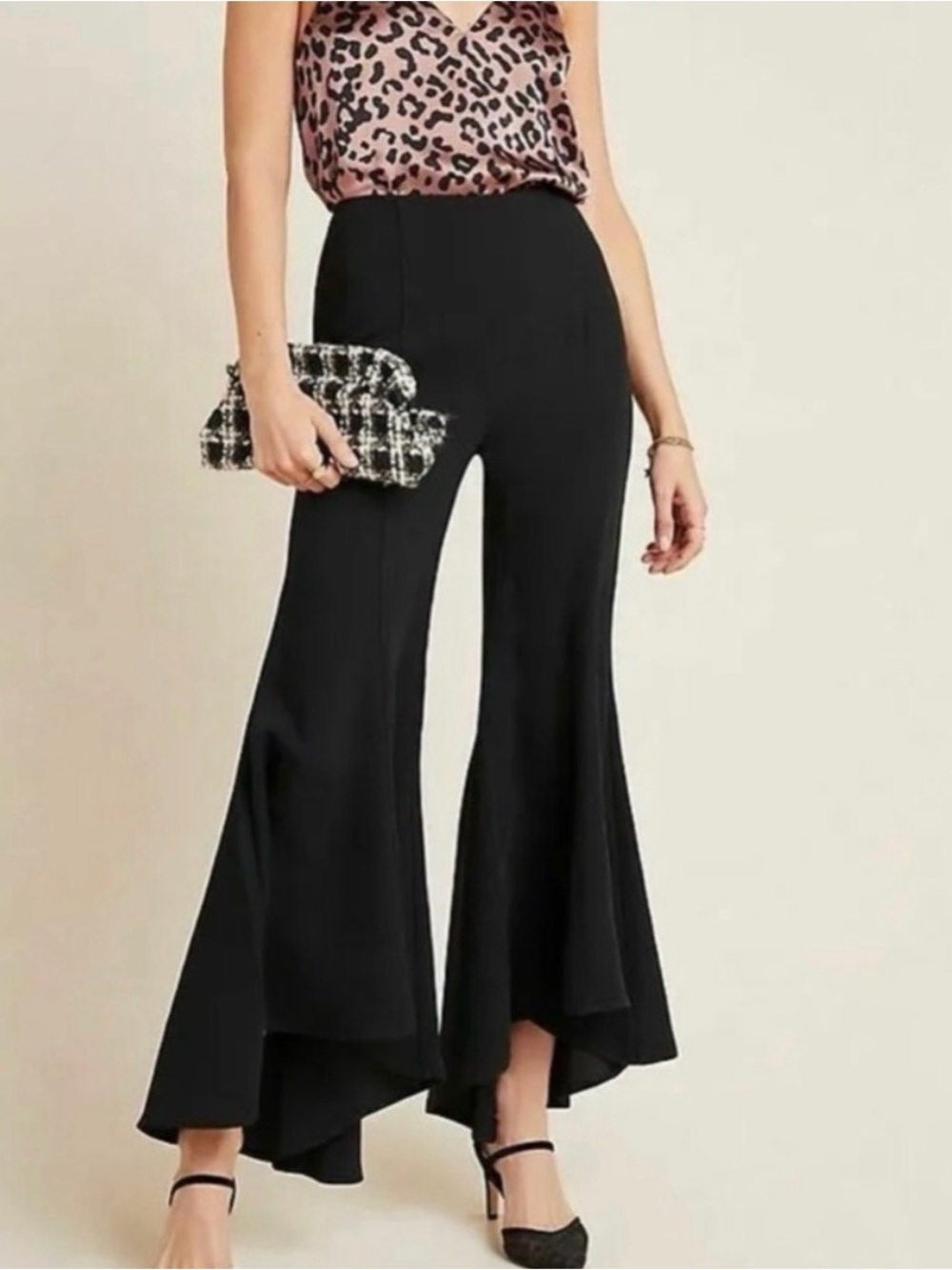 Anthropologie zinnia flare trouser pants black size 8